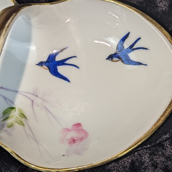 Antique Noritake Morimura Nippon Hand Painted Dish With Gold Gilt Handle - Picture 3 of 10